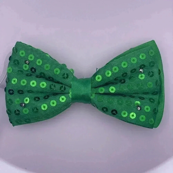 None Other - Green Sequin Green Led Bow-Tie